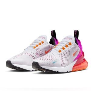 Nike Women's Air Max 270 White and Pink Sneakers
